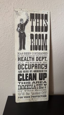 Vintage Style Metal "This Room Has Been Condemned" Sign - Funny Decor