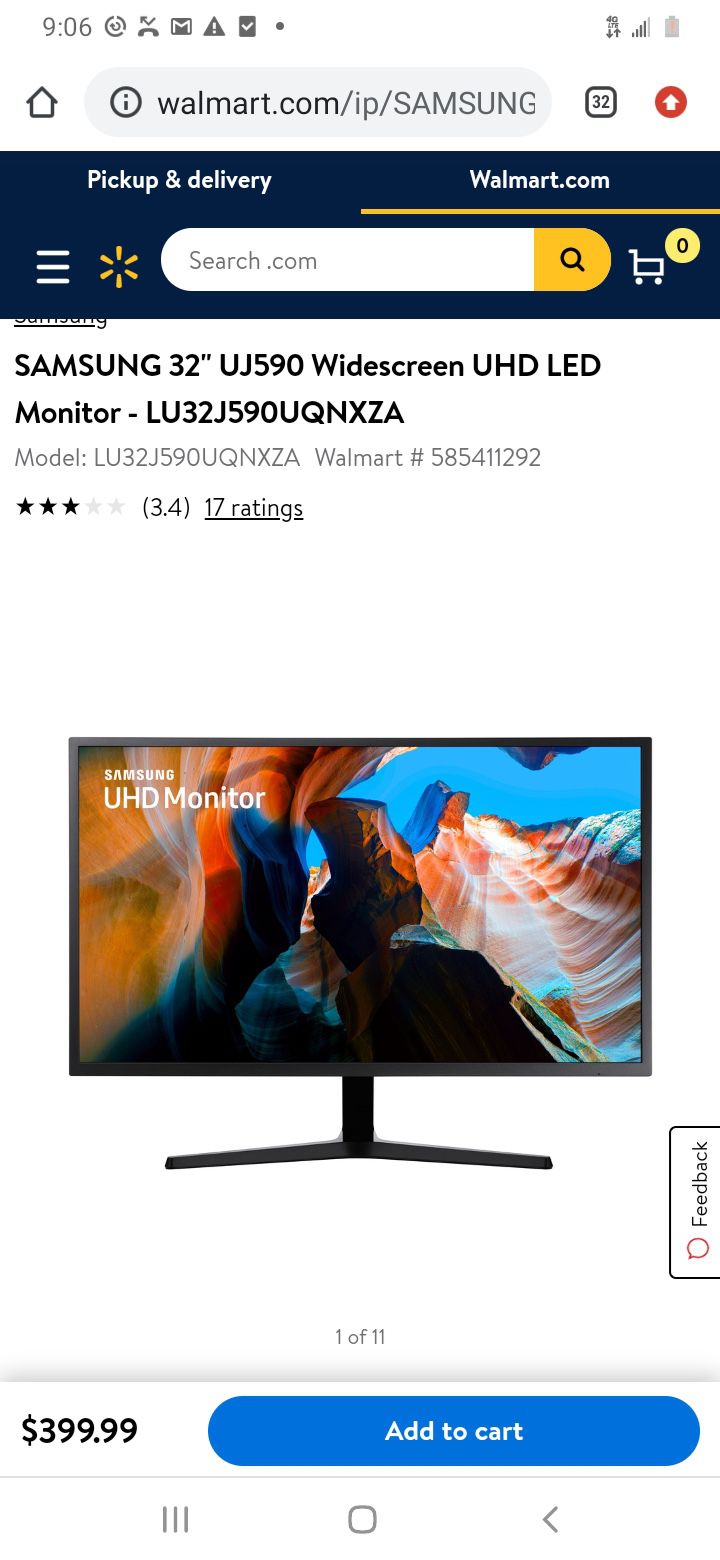 Samsung 32” widescreen computer monitor