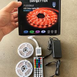 New $12 DAYBETTER Led Strip Lights 32ft Flexible Tape 5050 RGB 300 Color Changing Kit (44 Key Remote) 
