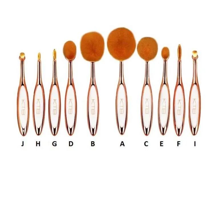 KTB Beauty Brand New 10 Piece Pc Oval Makeup Brushes