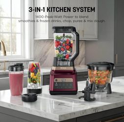 Ninja Professional Plus Premium Series Kitchen System, Blender and Food Processor with Auto-IQ in Cherry Tarte