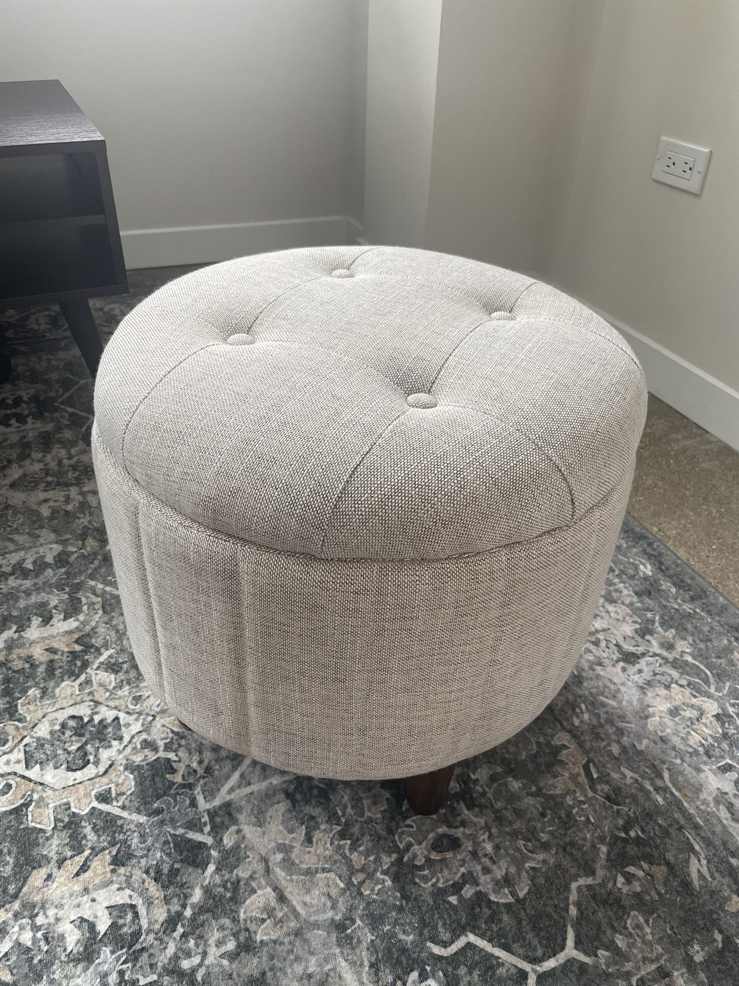 Ottoman Beige Small Storage 