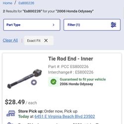 Inner Tire Rod Auto Part Honda Odyssey Or Similar 