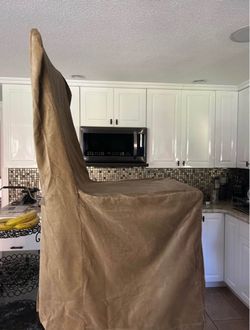 8 Tan Fabric Dining Chair Slipcover