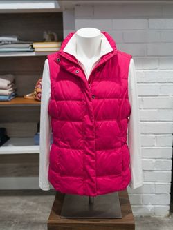 Gap Women's Pink Quilted Puffer Vest Snap Front Pockets Sleeveless Size S