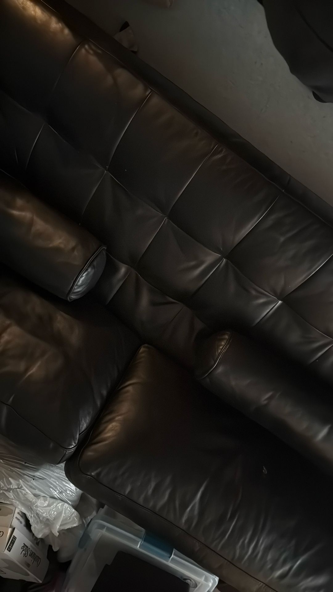 Black Synthetic Leather Couch 