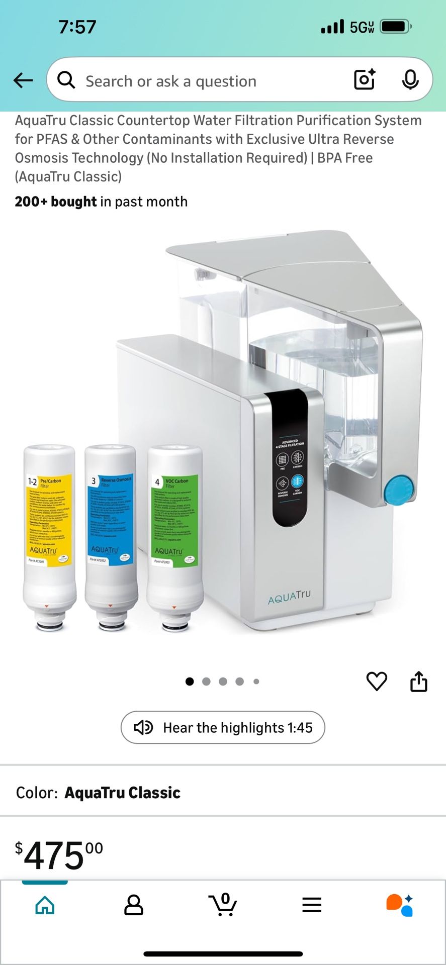 Aquatru Classic Water Filter