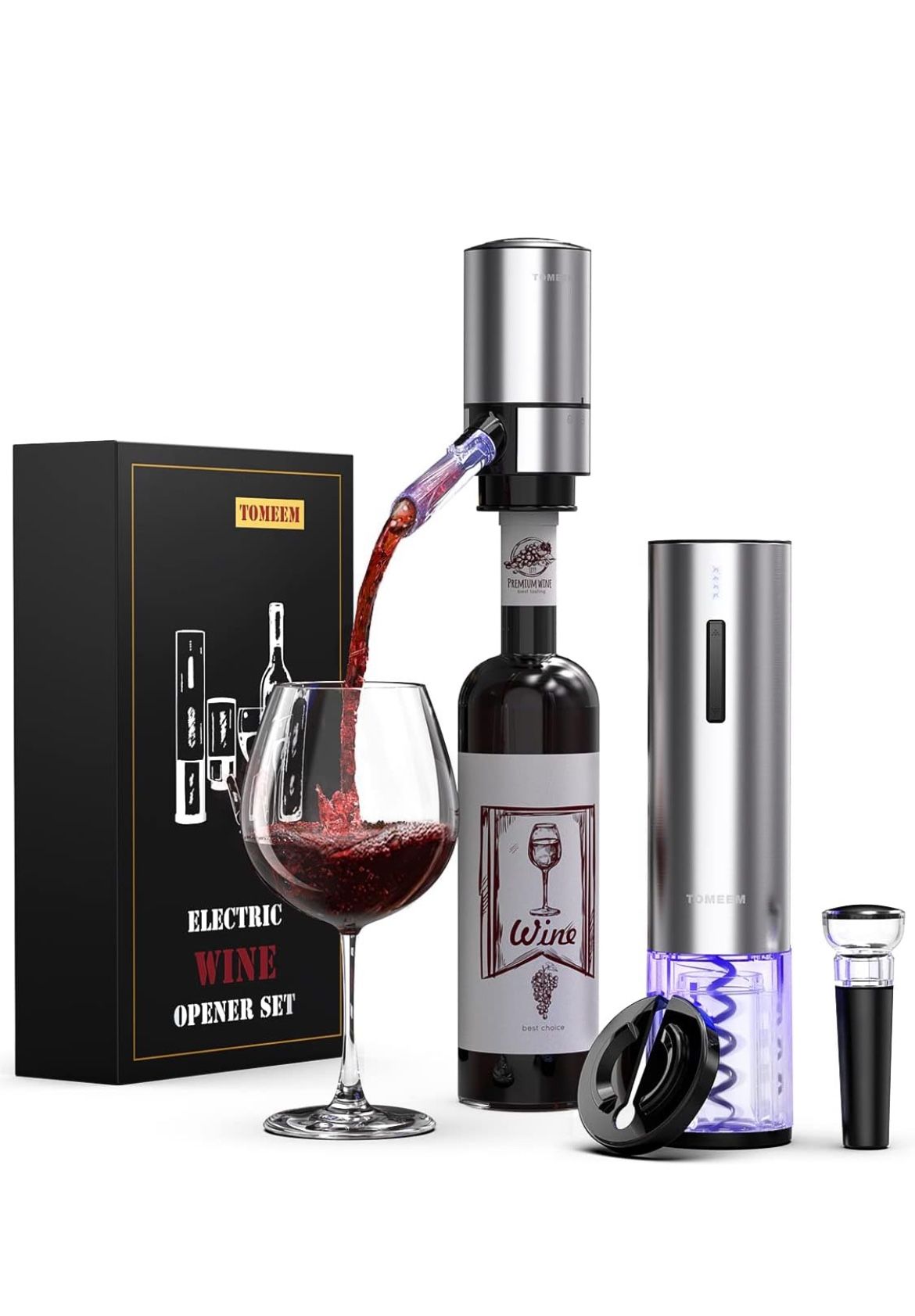 TOMEEM ELECTRIC WINE OPENER SET . Automatic Bottle Opener Set