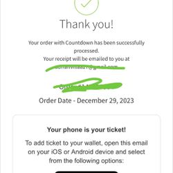 Countdown ticket Saturday GA