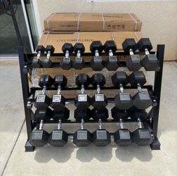 NEW 5-50 lbs Dumbbells Set w 3 Tier Rack. 520 ONLY 550 lbs Dumbbell Set Home Gym Equipment Weights