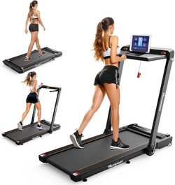 Treadmill with Incline, 3 in 1 Under Desk Treadmill Walking Pad with Removable Desk Workstation 3.5H