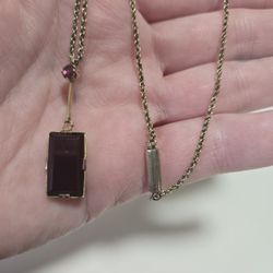 Vintage Brass And Garnet Necklace 