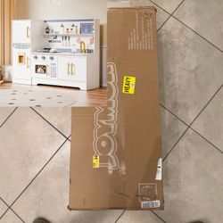 Kids Wooden Play Kitchen Sets, New Modern Children's Wooden Toy Kitchen w/Refrigerators & Ample Play