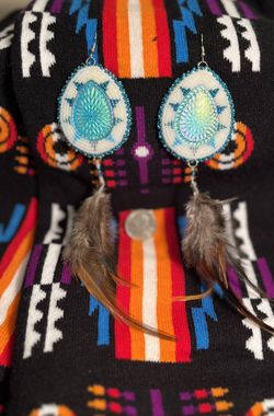 White And Teal Hook Earrings