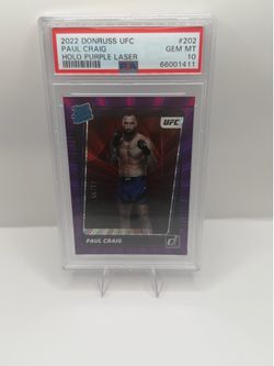 2022 DONRUSS UFC /99 PAUL CRAIG HOLO PURPLE LASER PSA10