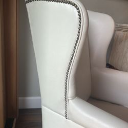 Pair Of Cream Vinyl Wingback Chairs PROJECT 
