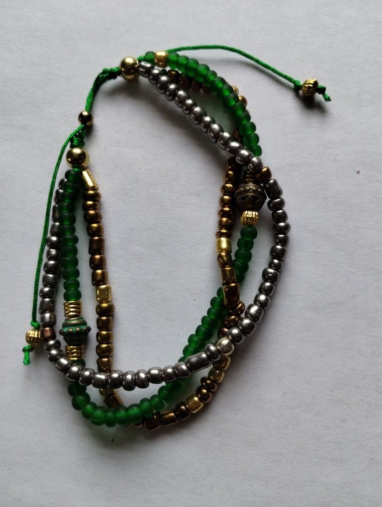 Glass Beads On Chinese Cord Multi Strand Bracelets