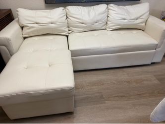 Sofa Chaise vegan leather ivory PICK UP ONLY