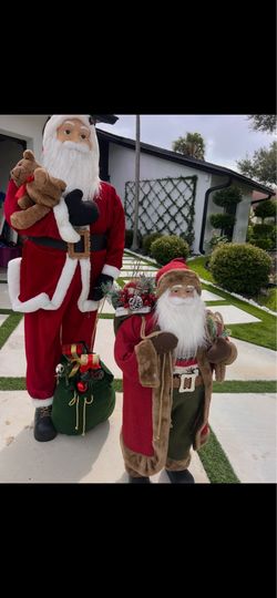 2 Standing Santa Claus Christmas Decorations – 5 ft & 3 ft – Like New – $60 for Both