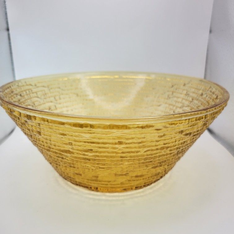 Vintage Anchor Hocking Soreno Amber Honey 8.5" Diam Serving Bowl MCM Retro