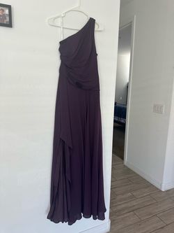 Dark Purple One-Shoulder Ruched Chiffon Formal Maxi Gown with Slit - Size 4