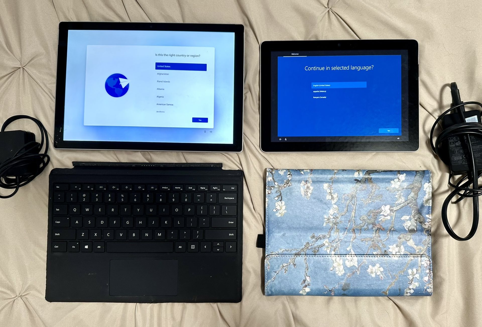 2 Surfaces With Keyboard/ Chargers & Case