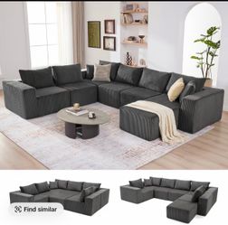 Large Modular U-Shape Sectional Sofa with Ottoman