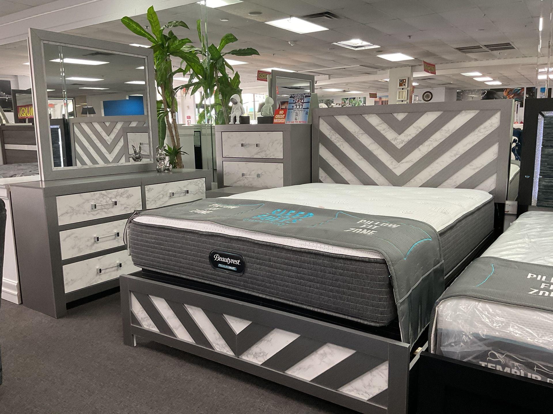 White And Gray 5-Pc Bedroom Set For Sale (New) 40% OFF