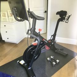 PELOTON BIKE ALMOST NEW -COMES WITH WEIGHTS, BENCH, SHOES & MAT