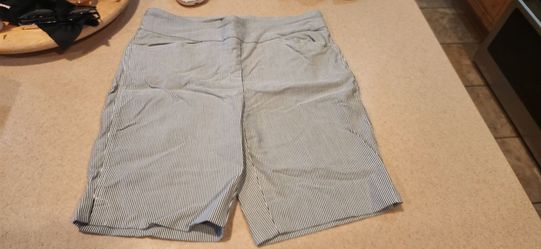 Blue and White Striped Shorts