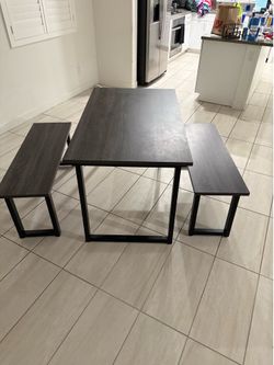 Dining Table Set with Two Benches