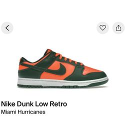 Nike dunk low Miami Hurricane (9.5)