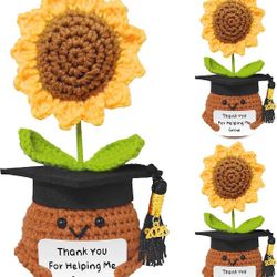 Teacher Appreciation Gifts, Handmade Crochet Sunflower Teacher Gifts, Thank You for Helping Me Grow, Daycare Teacher Appreciation Gifts for Women Men,