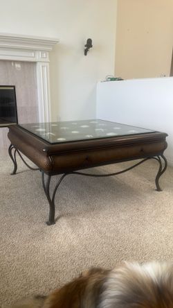 Glass Top Coffee Table with Coastal Decor