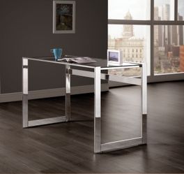 Glass Top Writing Desk Chrome - $235