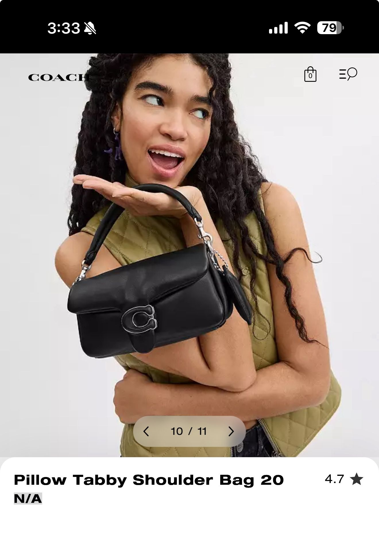 NEW Coach Pillow Tabby 20 Black With Htf Silver Hardware Crossbody Bag