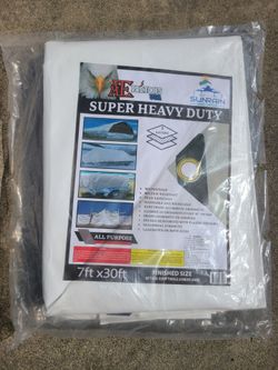 7ft × 30ft Super Heavy Duty White Tarp