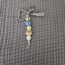 Blessed Keychain With Heart And Tassel