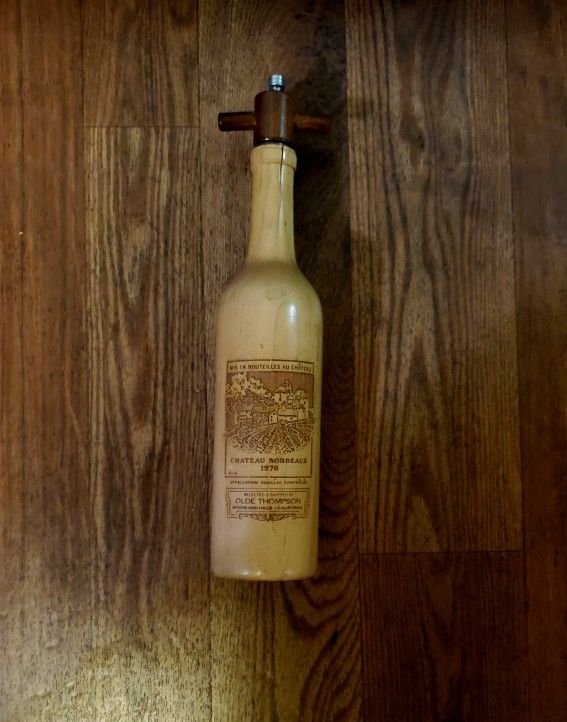 Olde Thompson 1970 Chateau Bordeaux Wine Bottle Pepper Mill Grinder Wood