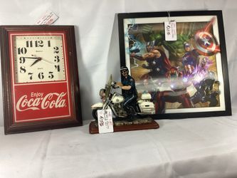 Coca Cola Clock, Blue Hats Bravery, Marvel Halogram