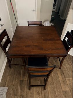 Square Wooden Dining Table with 4 Chairs