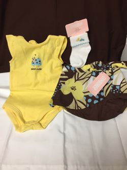 NWT Gymboree 3pc Onesie 0-3m Diaper Short3-6m Sock 6-12m