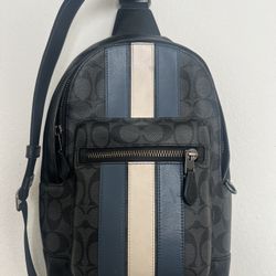 Coach’s Bag West Pack In Signature Canvas With Varsity Stripe