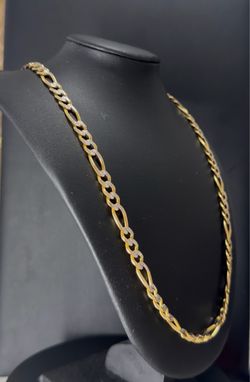 Yellow gold 14k figaro diamond cut chain link 20”