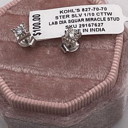 Sterling Silver And Diamond Earrings