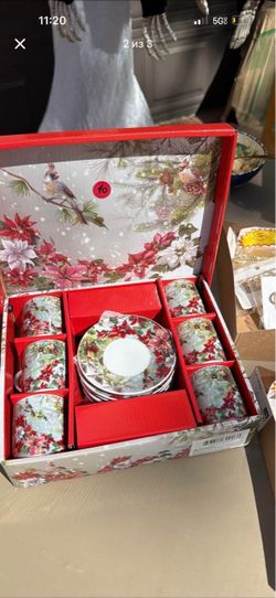 Christmas Floral Tea Cup and Saucer Set