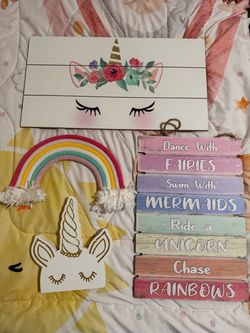 Girls Unicorn Room Decor Bundle