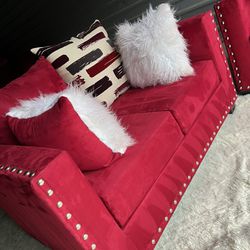 Nice Red 2pc Loveseat Sofa Couch Set