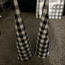 Black And White Buffalo Check Print Christmas Trees