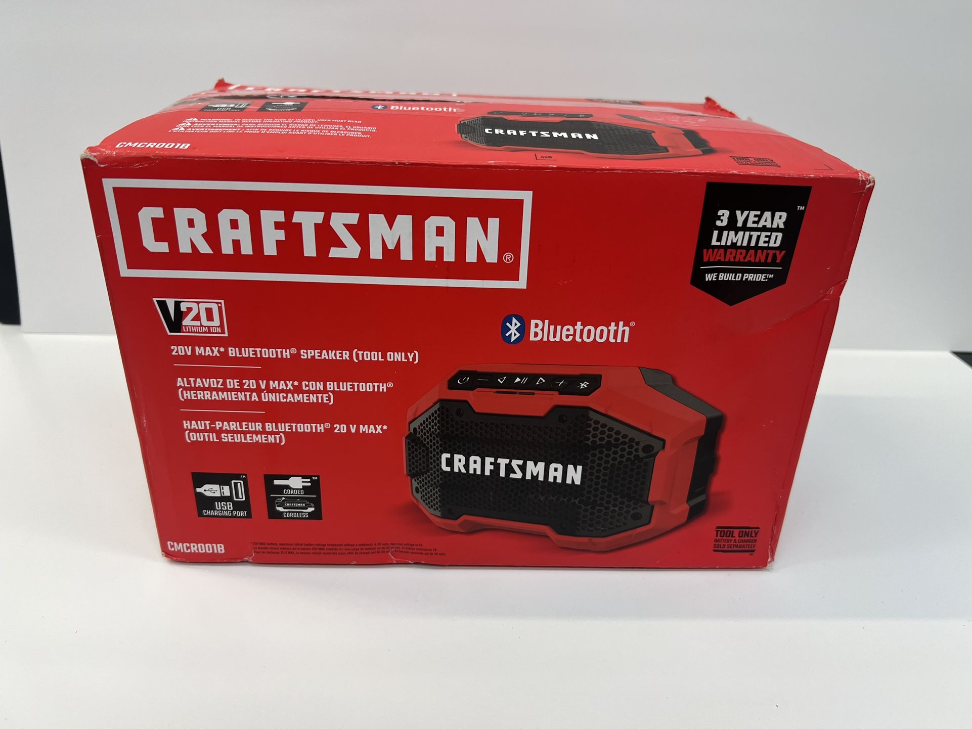 Craftsman V20 Cordless Bluetooth Portable Speaker Wireless New Tool Only